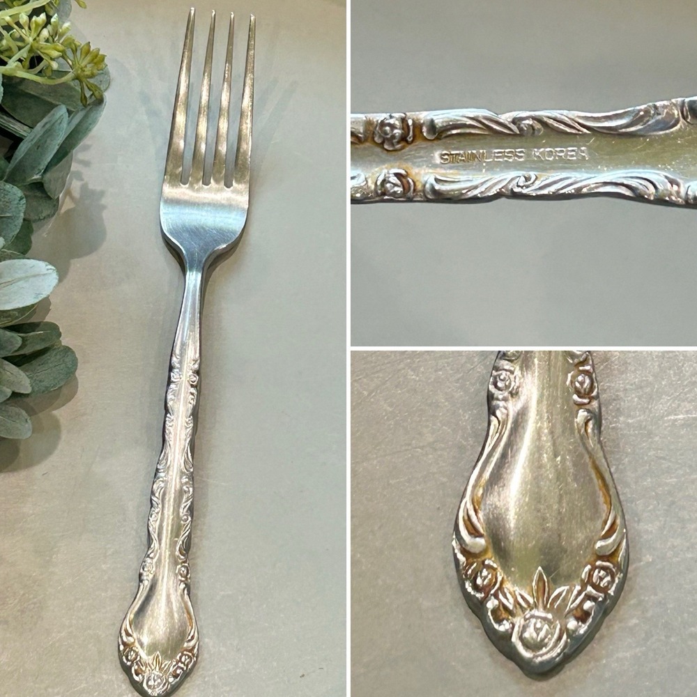 Dinner Fork Gigi International Silver IS Stainless Deluxe Glossy Floral Korea